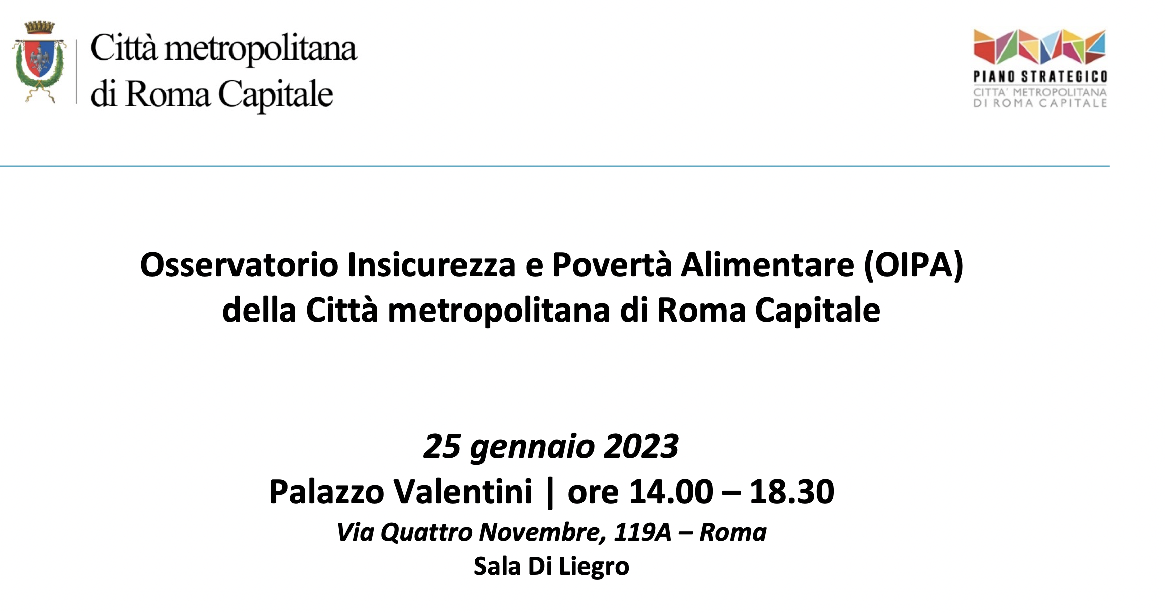 Osservatorio Insicurezza e Povert&agrave; Alimentare della Citt&agrave; Metropolitana di Roma Capitale